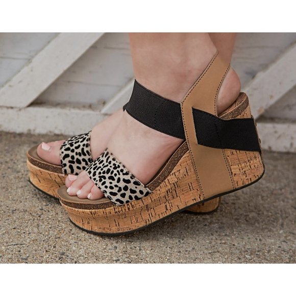 OTBT Bushnell Desert Leopard Wedge Platform Cork Sandals Size 10M NWOB - Picture 14 of 15